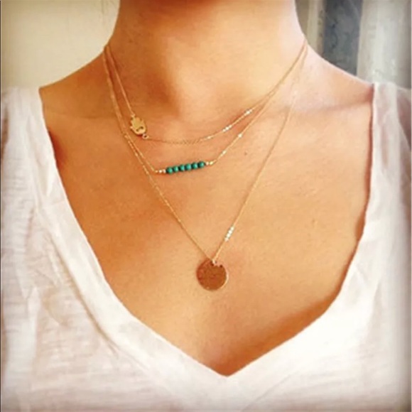 Jewelry - Gold Filled Turquoise Multilayer Necklace